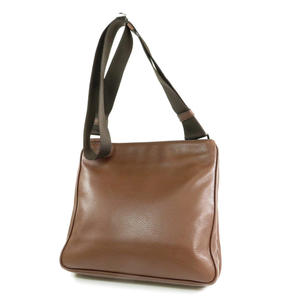 Prada enameled signature leather bag Brown messenger brown